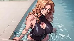 3D animated threesome with big tits and anal action