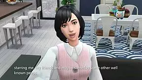 Horny girlfriend explores porn star dreams in The Sims 4