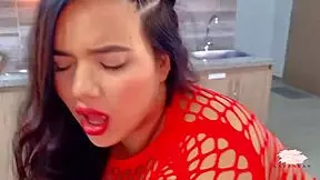 Young amateur couple has rough sex in the kitchen