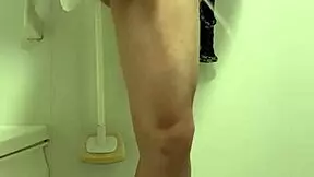 Hunk peeing in bathroom fascinates him