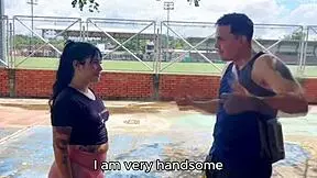 Young Colombian gets her ass fucked in public park