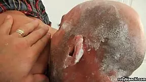 Shaved pussy lovers get classmate's cock in ass in class