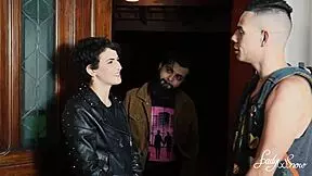 Skinny brunette gets her small tits licked and pussy eaten
