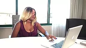 Young beauty enjoys solo pleasure while her boss is not around