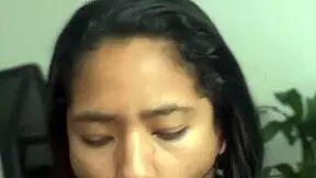 Pretty 18-year-old gives great blow job to a big cock