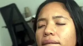 Pretty 18-year-old gives great blow job to a big cock
