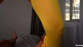 An 18-year-old with large breasts wears sexy lingerie and has an orgasm on her parents’ bed