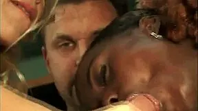 Beautiful black teen gets a facial in a hot 3 girl threesome