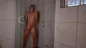 Young amateur MILF masturbates in the shower and has an orgasm
