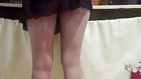 Redhead kitchen slut flashes her ass at work