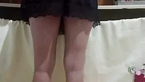 Redhead kitchen slut flashes her ass at work