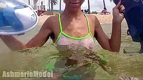Teen skinny dipping and showing off her natural assets