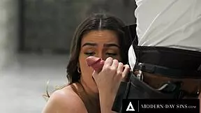 Petite brunette gets drilled hard