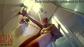 Skinny blonde undressing in secret