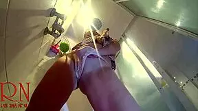 Skinny blonde undressing in secret