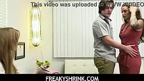 Hot stepmom and therapist in wild threesome action