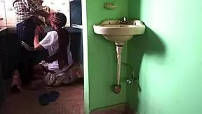Young Indian lovers have sex in their kitchen which is their secret office