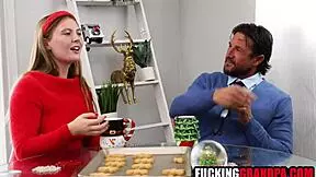 Young girl gets naughty with her old stepdad on Xmas