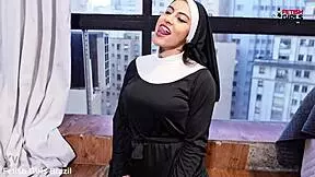 Hot and naughty Brazilian nun in action again
