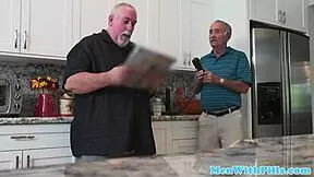 Young pierced girl gives a good blow job to her older neighbor