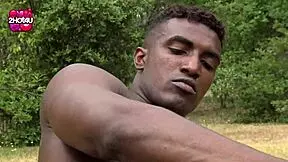 Outdoor interracial sex with a hairy teen and a standard cock