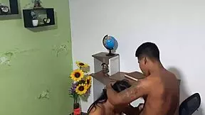 Stepsister gives great blow job and deep throat job on big cock