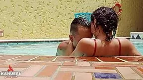 Hot girl Flaca goes wild in public pool orgy