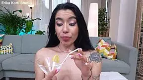 Skinny slut tastes big black cock in intense anal action