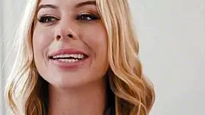 Sexy blonde teen gives wet pussy massage and sucks