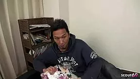 Petite Asian massage girl tricked into rough sex session