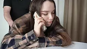 Babe fucks with her stepbrother while on the phone