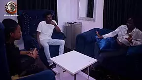 Sexual woman has sex with her boyfriend and his friend, an African cutie