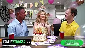 Step daddy surprises sexy teen with birthday gift