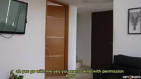 A hot woman is fucking with her stepson and his friend in her house
