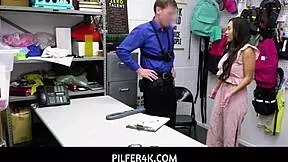Pilfer4k - Shoplifter Keira Croft stripped bare by Officer Jack Vegas. She faced strict office punishment.