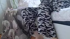 Elza Kom in nylon tights, showcasing her feet and panty fetish