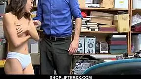 Busty mall cop catches petite teenage thief