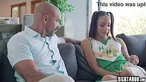 Hot cheerleader girl in trouble, intimacy with stranger
