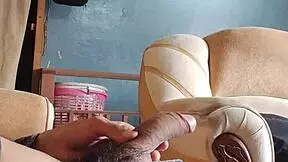 Masturbating my dick in the living room, almost got caught