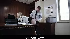 Redhead teen and blonde MILF in hot action