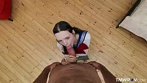 Petite teen in stockings craves big cock
