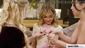 What are you doing with your tongue on her tits, stepson?