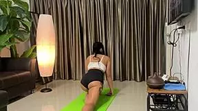 Yoga girl gets her pussy stretched while being fucked