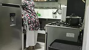 My step-nephew seduces me in the kitchen