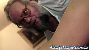 Playful teenage whore gets banged by a well-mannered old fart