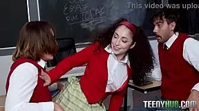 Teachers' pet turns study session into steamy threesome