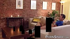 Amateur blonde teen gets cummed on