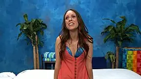 Naked brunette gets fucked hard